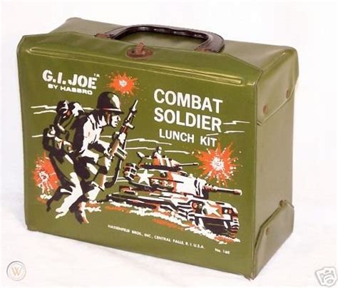 circa 1960 mattel-hasbro g.i joe metal lunch box|Rare 1960's GI Joe Combat Soldier Lunch Kit .